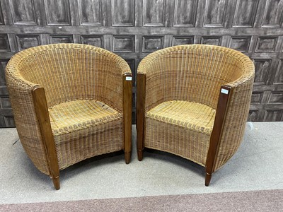 Lot 638 - A PAIR OF MODERN BASKET TUB CHAIRS