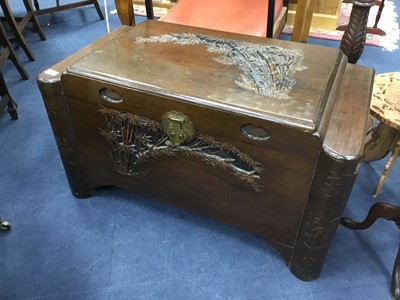 Lot 653 - A CHINESE CARVED BLANKET CHEST