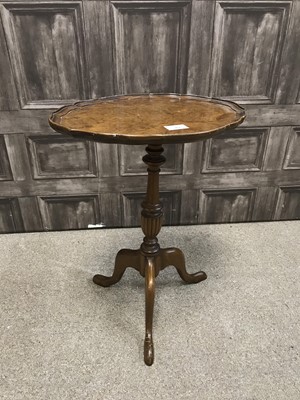 Lot 464 - A WALNUT WINE TABLE AND A FENDER FOOTSTOOL