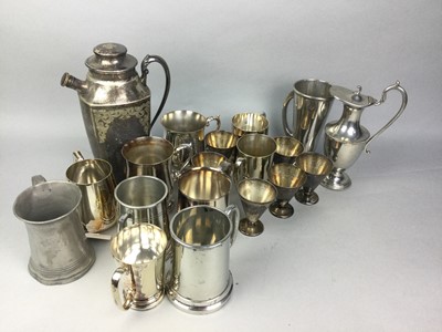 Lot 543 - A LOT OF PLATED AND PEWTER TANKARDS