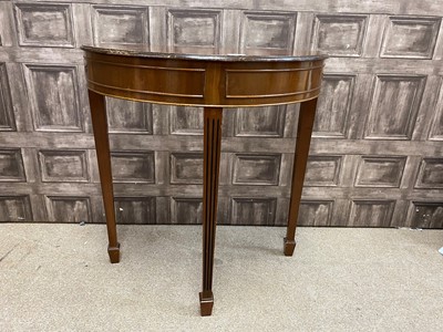 Lot 474 - A MAHOGANY HALF MOON TABLE