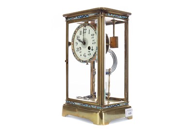 Lot 1120 - A LATE 19TH CENTURY FRENCH BRASS AND CHAMPLEVE ENAMEL MANTEL CLOCK