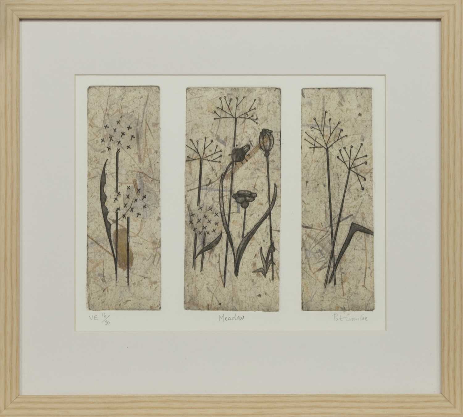 Lot 554 - MEADOW, AN ETCHING BY PAT CROMBIE
