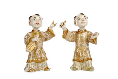 Lot 989 - A PAIR OF JAPANESE SATSUMA MALE FIGURES