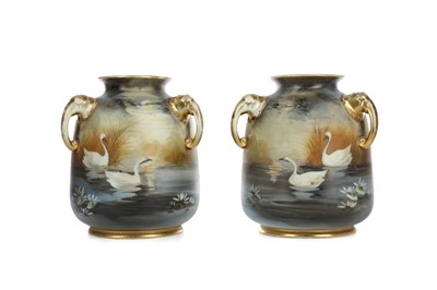 Lot 975A - A PAIR OF EARLY 20TH CENTURY JAPANESE NORITAKE VASES
