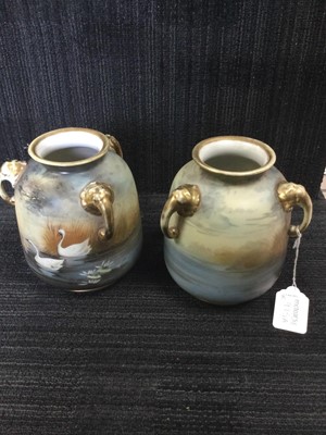 Lot 975 - A PAIR OF EARLY 20TH CENTURY JAPANESE NORITAKE VASES