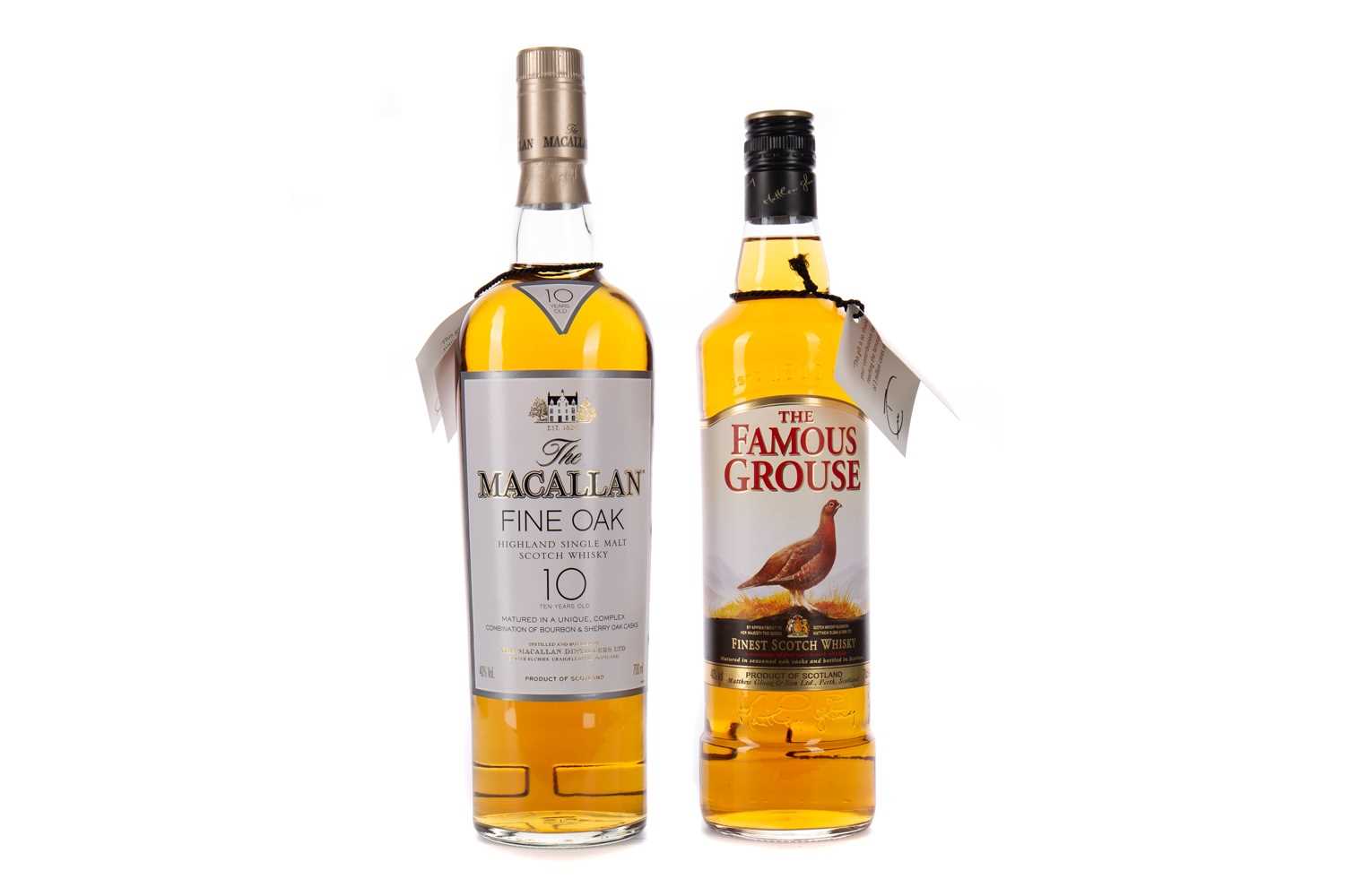 Lot 54 - MACALLAN FINE OAK 10 YEARS OLD AND FAMOUS GROUSE