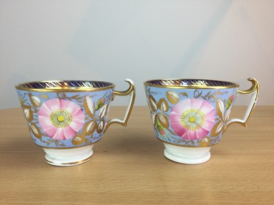 Lot 124 - AN EARLY 19TH CENTURY NEW HALL PORCELAIN TEACUP AND SAUCER, AND TWO OTHERS