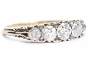 Lot 12 - DIAMOND FIVE STONE RING Victorian style, the...