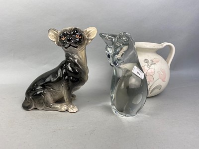 Lot 691 - A DAUM GLASS MODEL OF A CAT AND OTHER CERAMICS