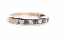 Lot 16 - SAPPHIRE AND DIAMOND HALF ETERNITY RING marked...
