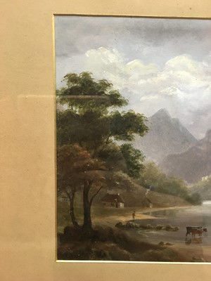 Lot 1070 - AN OIL PAINTING OF A WATERFALL AND THREE OTHERS