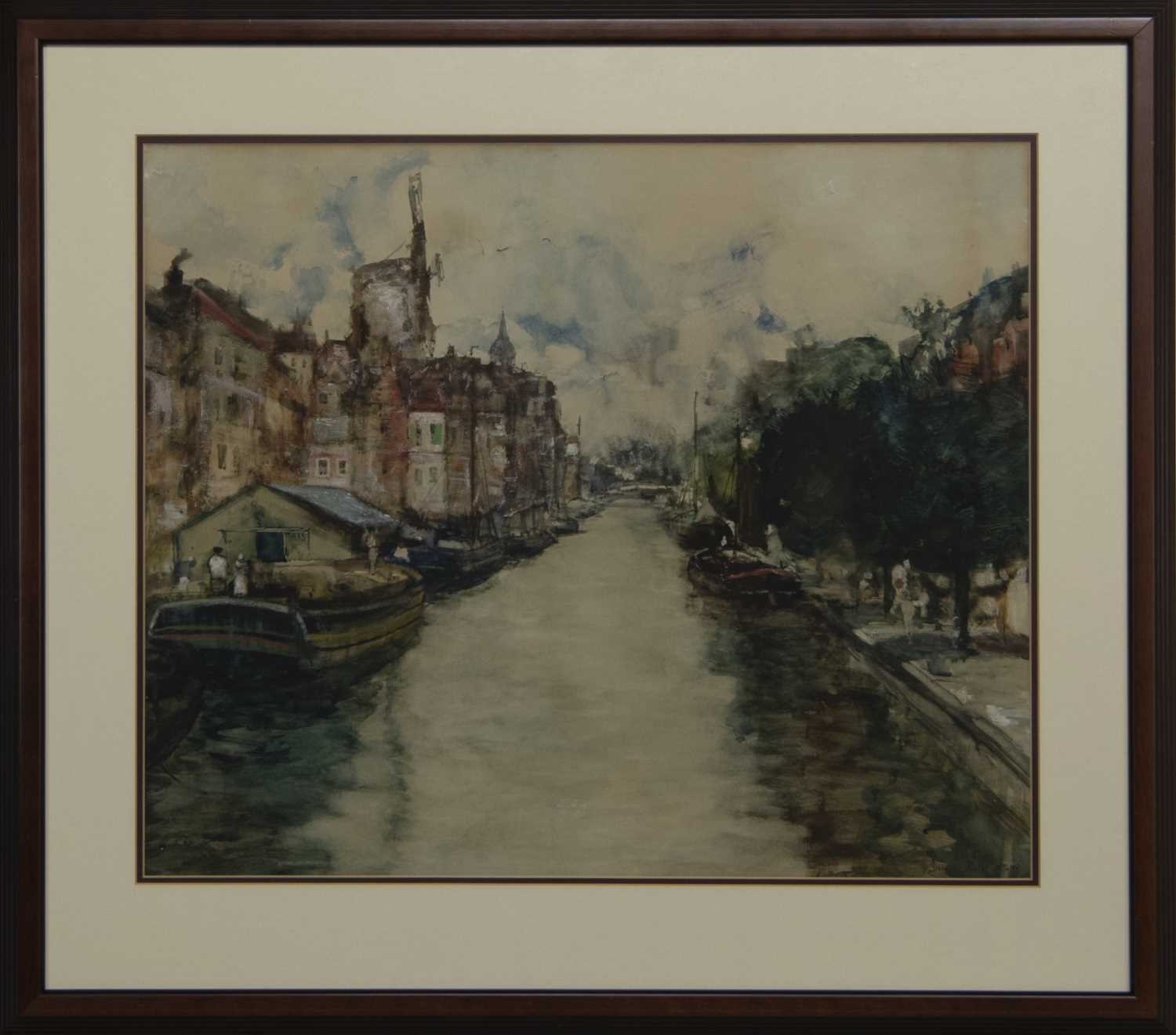 Lot 67 - AMSTERDAM CANAL, A MIXED MEDIA BY JAMES KAY