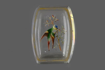 Lot 159 - AN EARLY 20TH CENTURY REVERSE PAINTED GLASS PIN DISH