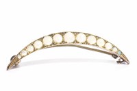 Lot 33 - EDWARDIAN OPAL AND DIAMOND CRESCENT BROOCH set...