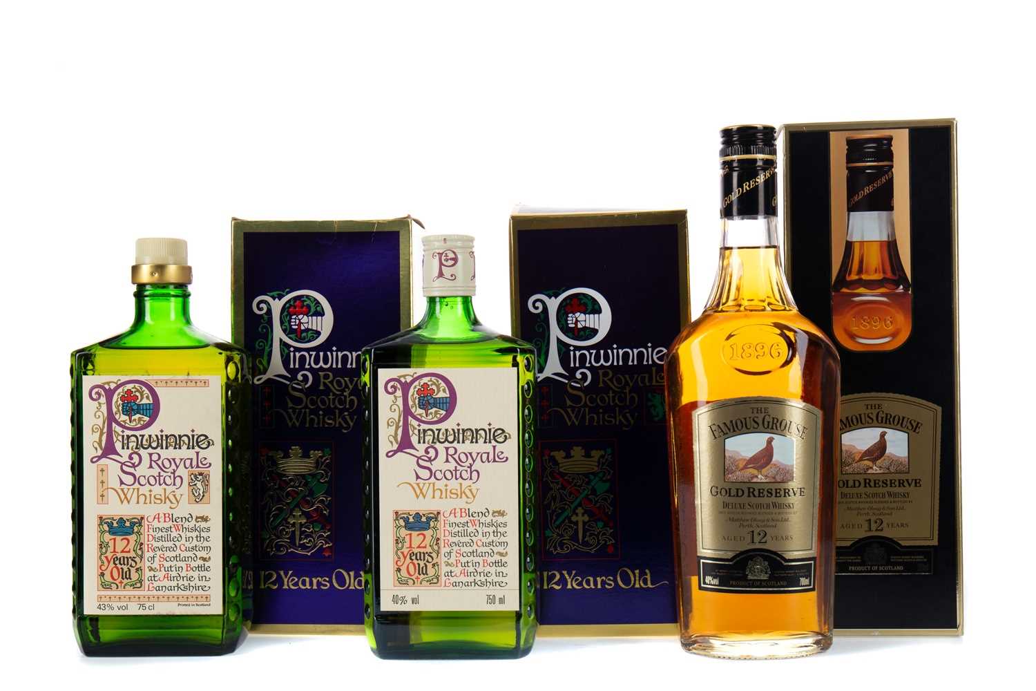 Lot 95 - TWO BOTTLES OF PINWINNIE ROYAL AND FAMOUS GROUSE GOLD RESERVE 12 YEARS OLD