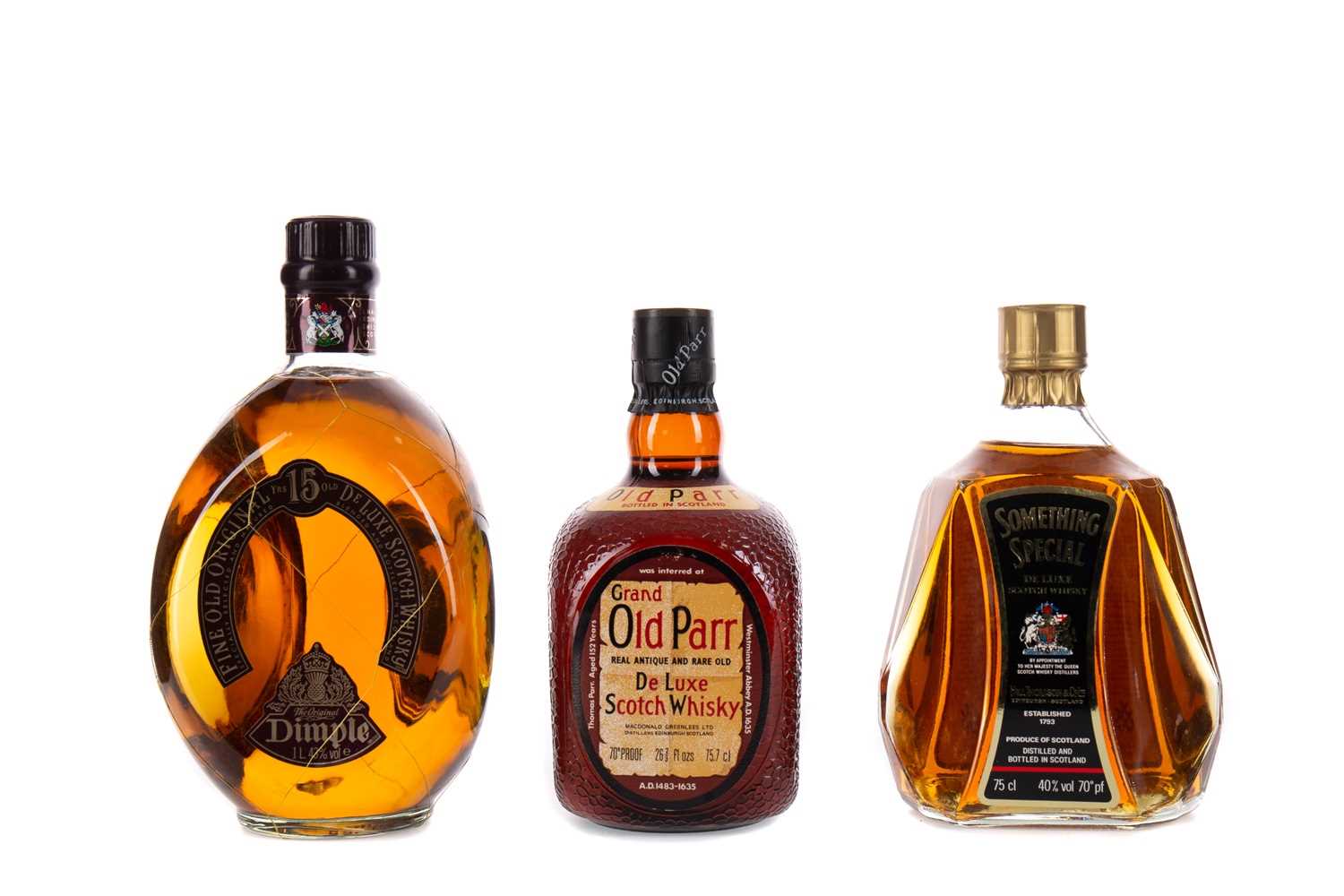 Lot 98 - DIMPLE 15 YEARS OLD, GRAND OLD PARR, AND SOMETHING SPECIAL