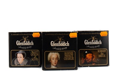Lot 108 - GLENFIDDICH ROBERT THE BRUCE, MARY QUEEN OF SCOTS AND CHARLES EDWARD STUART CROCKS