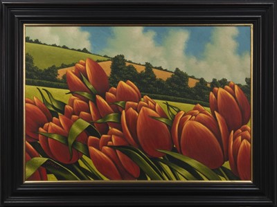 Lot 590 - TULIPS, A LARGE OIL BY GRAHAM MCKEAN