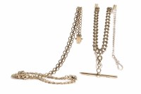 Lot 38 - NINE CARAT GOLD CURB LINK ALBERT CHAIN 38g;...