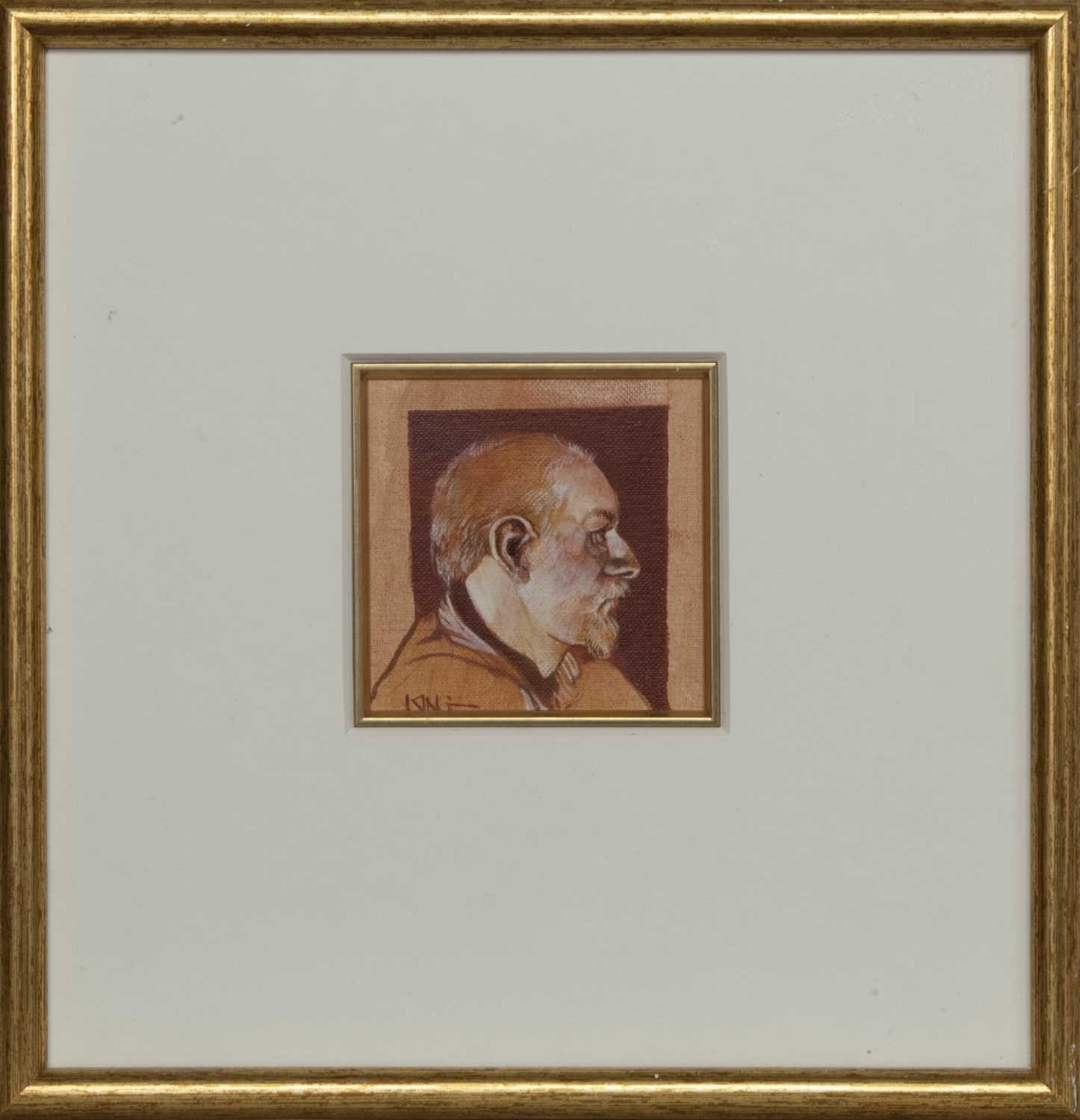 Lot 567 - STUDY FOR SELF PORTRAIT PAINTER FROM PAISLEY, AN OIL BY ALAN KING