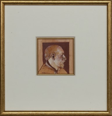 Lot 567 - STUDY FOR SELF PORTRAIT PAINTER FROM PAISLEY, AN OIL BY ALAN KING