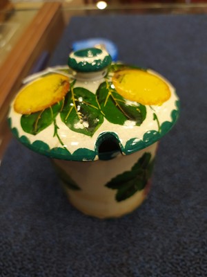 Lot 1089 - A WEMYSS WARE PRESERVE POT AND COVER, ALONG WITH A SOLIFLEUR VASE