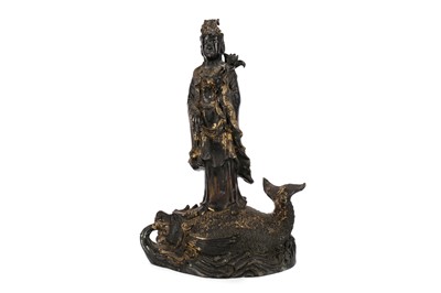 Lot 694 - A CHINESE BRONZE FIGURE OF GUANYIN