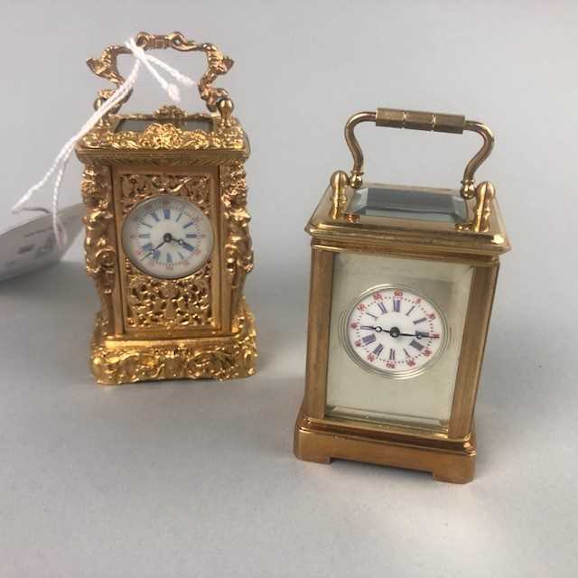 Lot 18 - A LOT OF TWO REPRODUCTION BRASS CARRIAGE CLOCKS