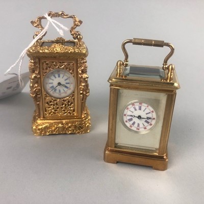 Lot 18 - A LOT OF TWO REPRODUCTION BRASS CARRIAGE CLOCKS
