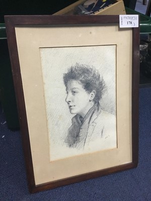 Lot 178 - A PENCIL DRAWING OF A YOUTH BY AGNES CAMPELL IMLACH AND OTHERS