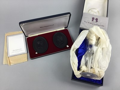 Lot 184 - A PAIR OF WEDGWOOD ROYAL SILVER WEDDING MEDALLIONS