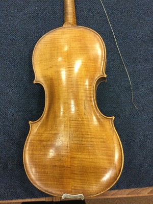Lot 1143 - A KLOZ SCHOOL VIOLIN WITH TWO BOWS