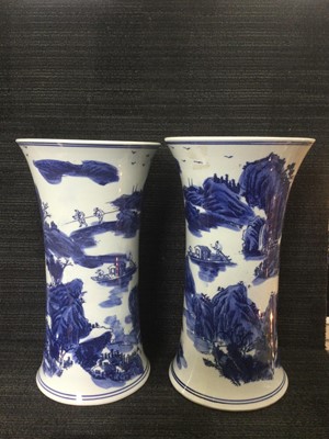 Lot 683 - A PAIR OF 20TH CENTURY CHINESE BLUE AND WHITE VASES