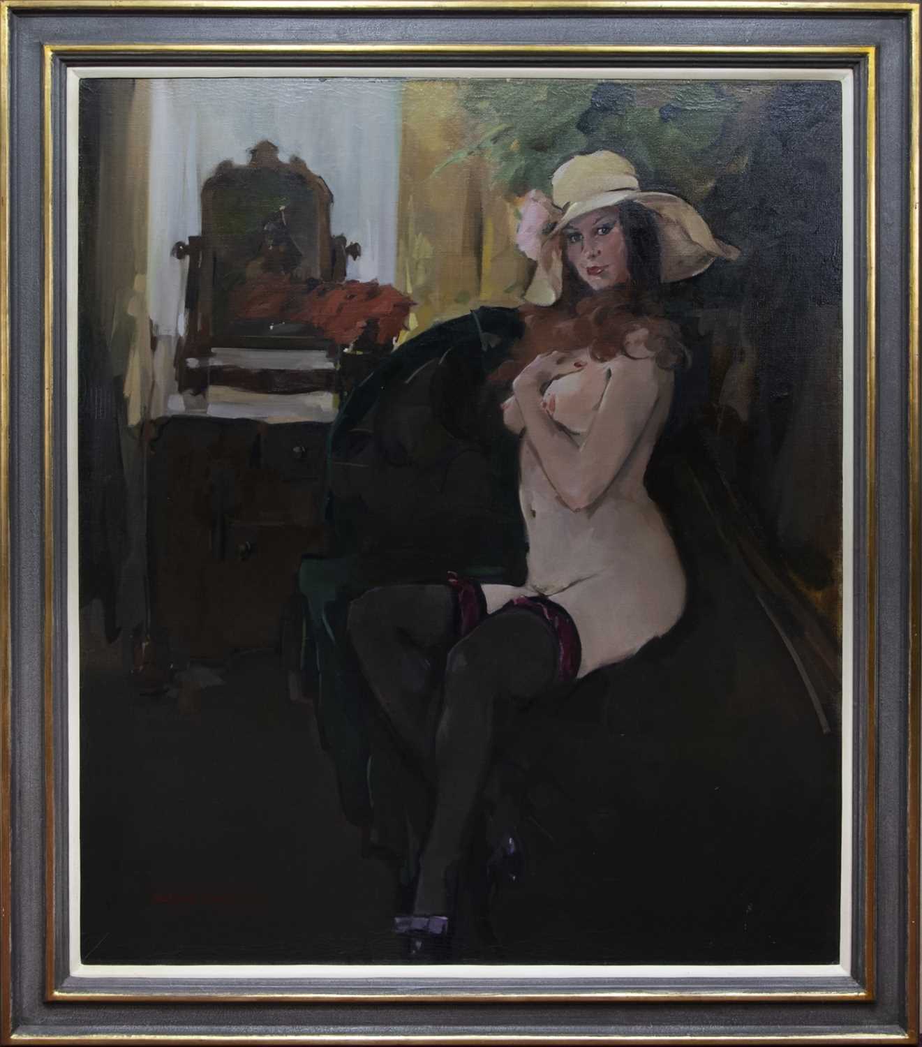 Lot 583 - AT THE DRESSING TABLE, A LARGE OIL BY NORMAN KIRKHAM