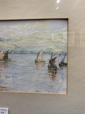 Lot 82 - DRIFTING OUT, CAMPBELTOWN LOCH, A PASTEL BY SIR JAMES LEWIS CAW