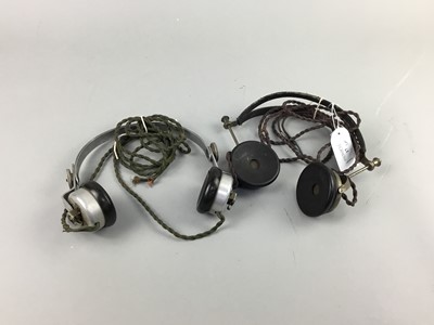 Lot 17 - A 1930'S GERMAN MILITARY HEADPHONES AND ANOTHER PAIR