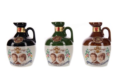 Lot 128 - THREE RUTHERFORD'S ROYAL MARRIAGE 12 YEAR OLD 18.75CL DECANTERS