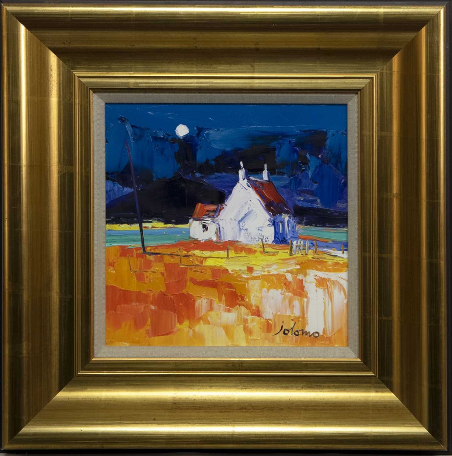 Lot 591 - MOON OVER CNOC-CUIL PHAIL, IONA, AN OIL BY JOLOMO