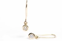 Lot 69 - PAIR OF DIAMOND DROP EARRINGS each set with a...