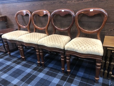 Lot 262 - A SET OF FOUR VICTORIAN MAHOGANY BALLOON BACK CHAIRS