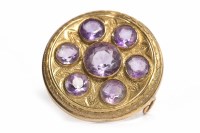 Lot 71 - VICTORIAN AMETHYST TARGE STYLE BROOCH of...