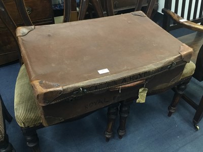 Lot 229 - A VINTAGE SUITCASE, ALONG WITH A BRIEFCASE AND TWO WALLETS