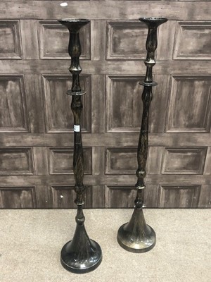 Lot 280 - A LARGE PAIR OF CANDLESTICKS