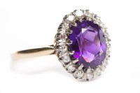 Lot 78 - NINE CARAT GOLD AMETHYST AND DIAMOND RING the...