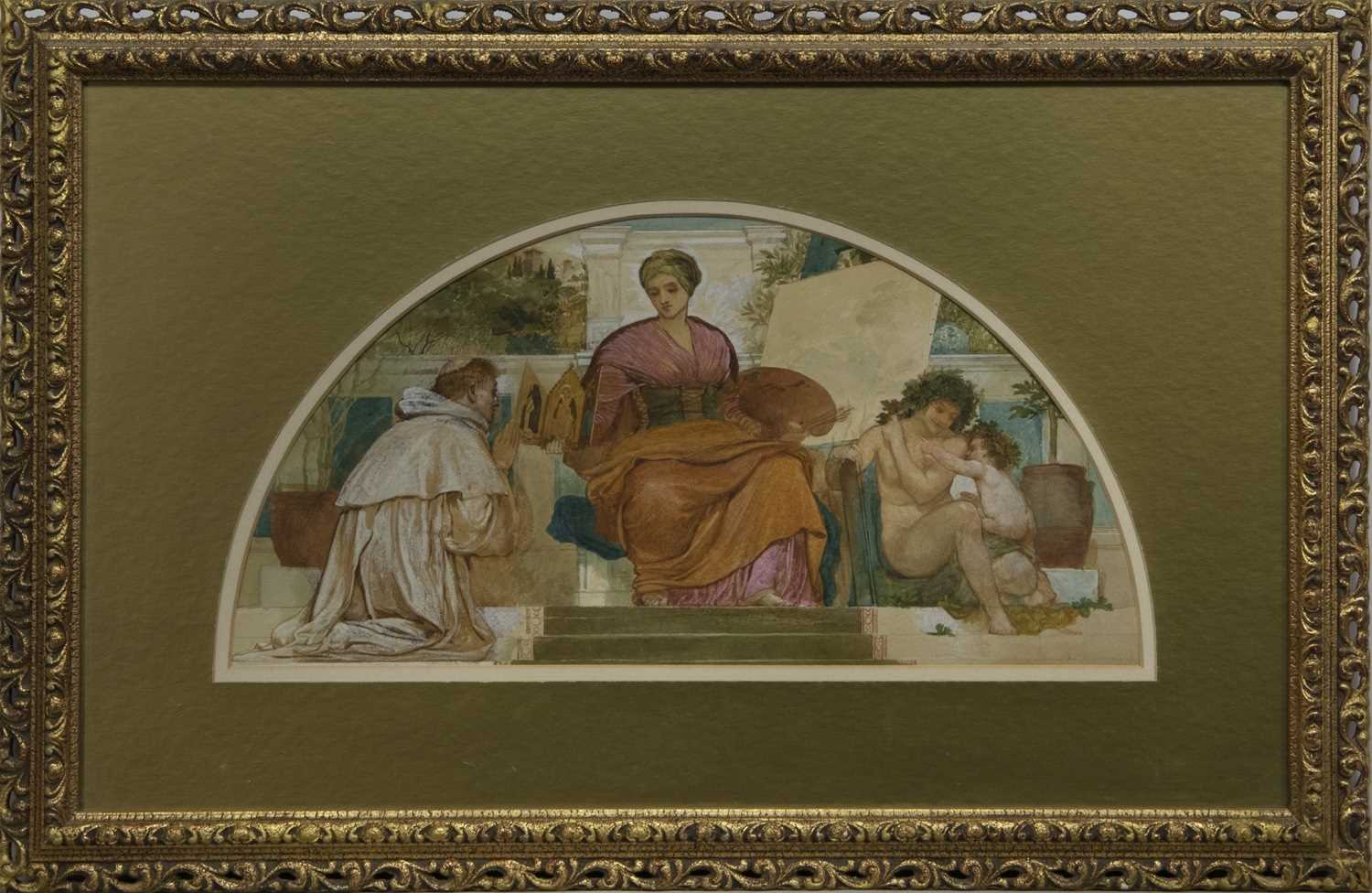 Lot 52 - THE PAINTING LESSON, A WATERCOLOUR ATTRIBUTED TO JOSEPH NOEL PATON