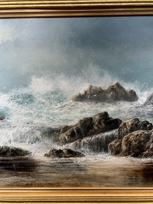Lot 2014 - STORMY WATERS, AN OIL BY THOMAS MILLIE DOW