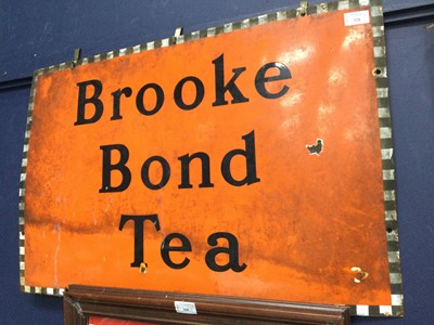 Lot 328 - A VINTAGE BROOKE BOND TEA ENAMELLED METAL ADVERTISEMENT SIGN