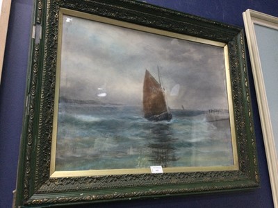 Lot 343 - BRITISH SCHOOL,
SAIL BOAT APPROACHING HARBOUR