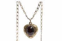 Lot 85 - VICTORIAN GARNET SET PENDANT of heart shaped...